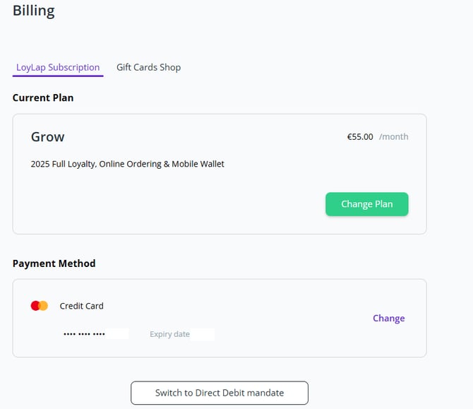 Billing Card