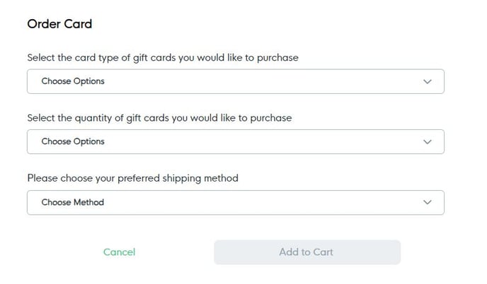 Card Ordering Page