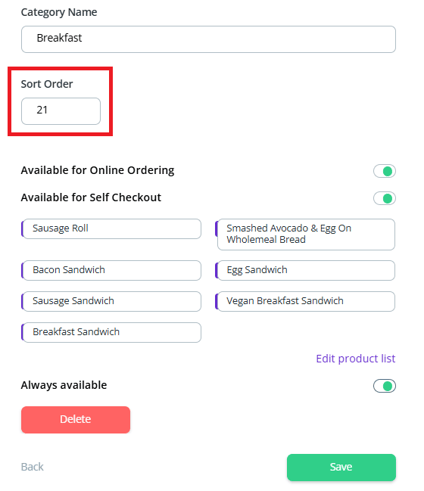 Category Sort Order