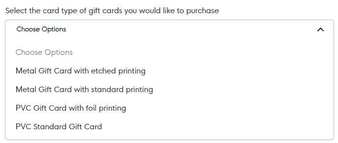 Gift Card Types