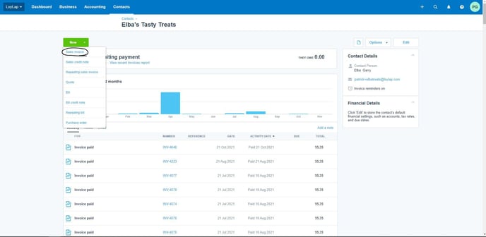2) Select new sales invoice