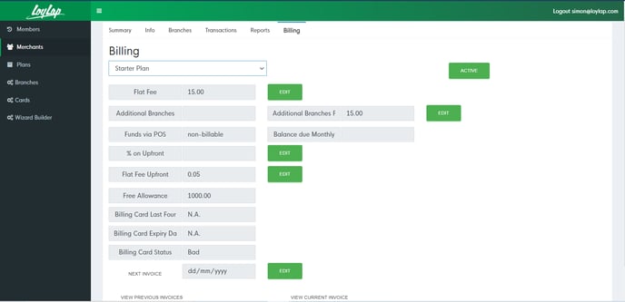 Admin Billing