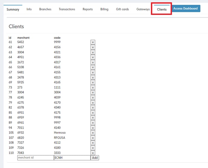 Admin Portal Clients