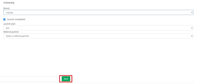 Admin Portal Onboarding Save