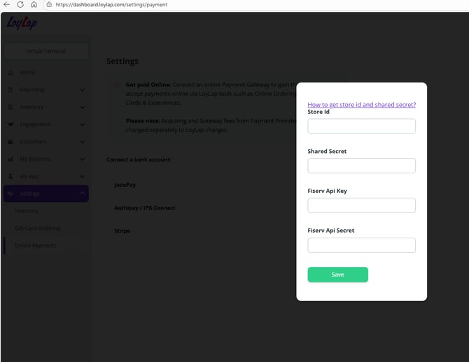 Authipay Store ID and Shared Secret