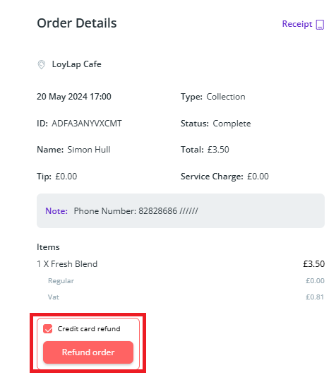 Cancel Order Card Refund