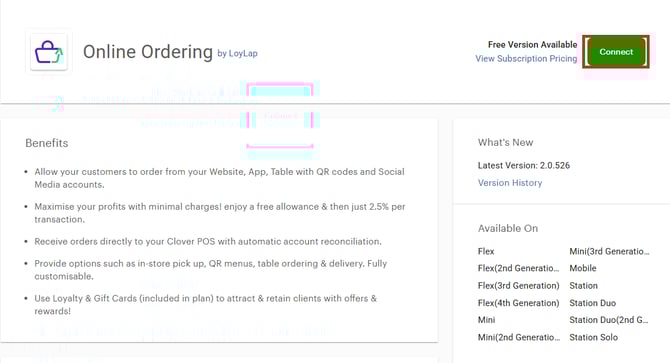 Connect Online Ordering