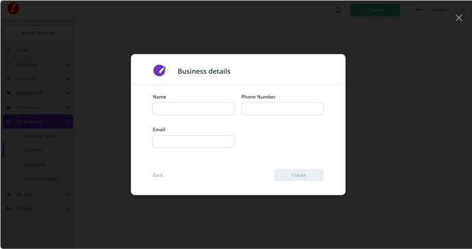 Dashboard select branch details