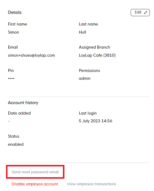 Employee Password Reset