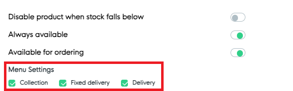 Experience Menu Settings