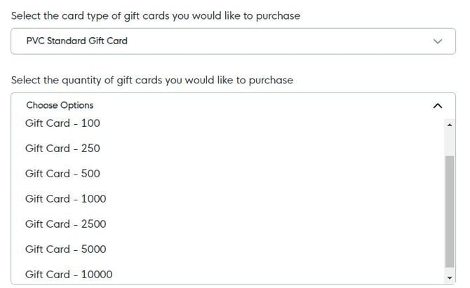 Gift Card Quantity