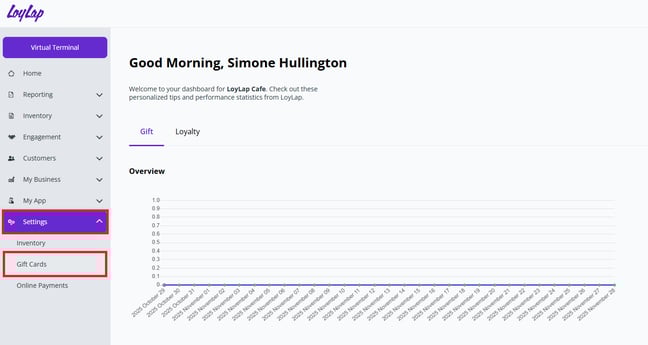 Gift Card Settings BP