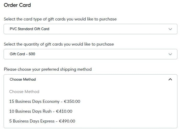 Gift Card Shipping
