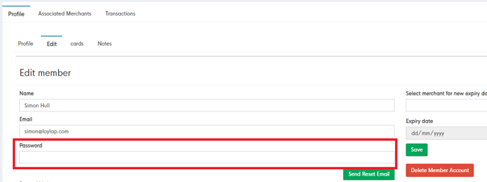 Member Password Reset
