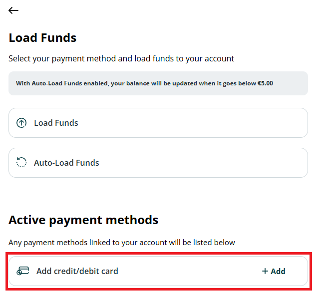 Member Web App Add Credit Debit Card Highlight