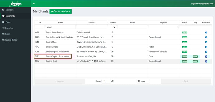 Merchant Search
