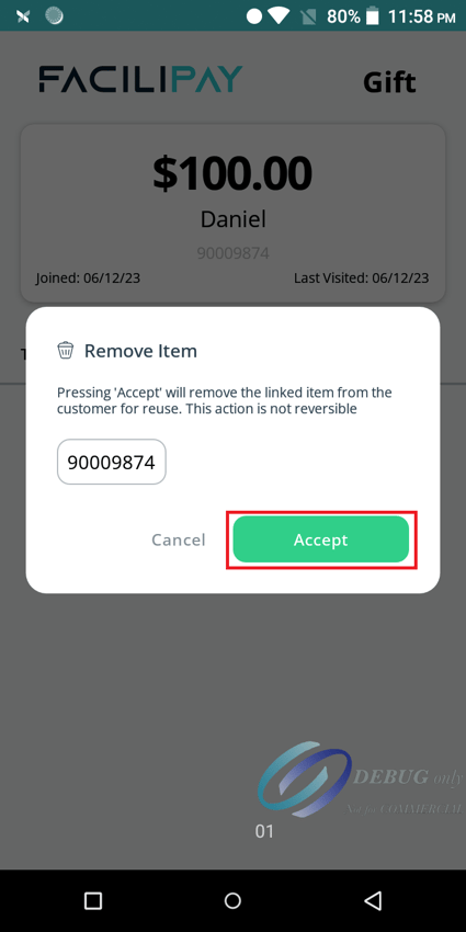 PAX Account Linked Items Unlink Accept