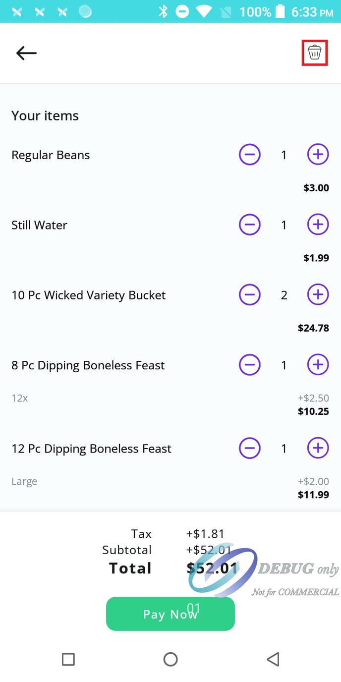 Pax Register Clear Order