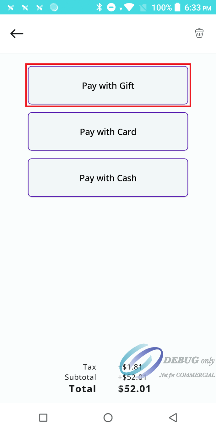 Pax Register Pay with Gift