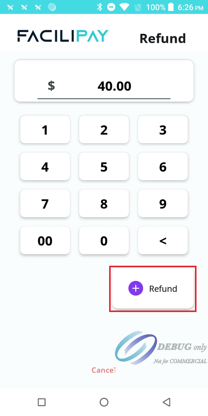Pax Register Refund Amount