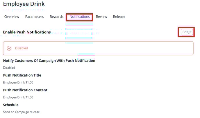 Push Notifications Edit