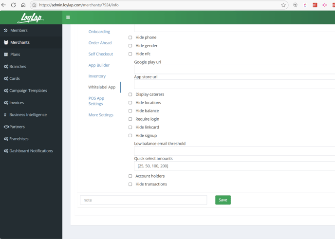 Quick Select Amounts 