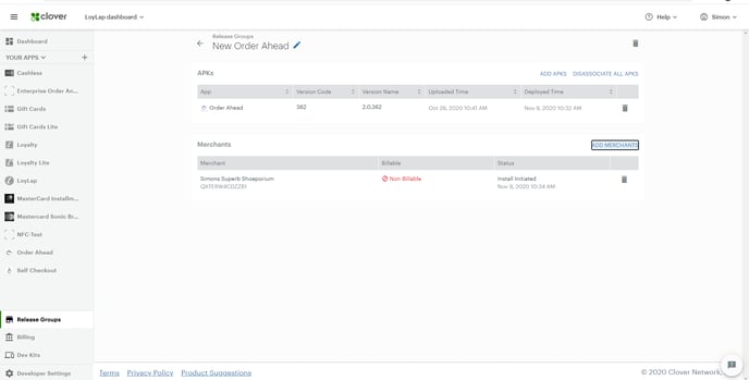 Release Group Added Merchants
