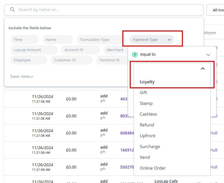 Creating and exporting a transaction report