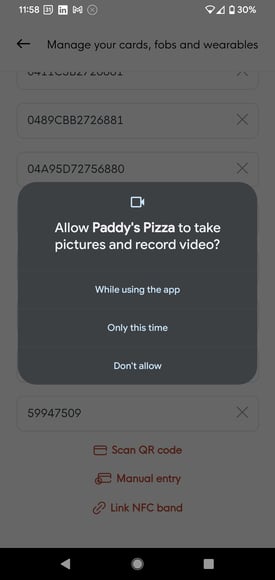 WLA Allow Camera Android