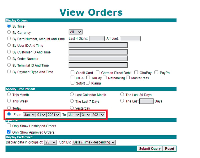 Order Date Range