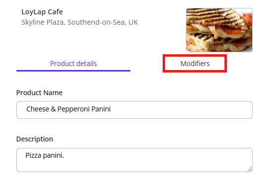 Product Details Modifiers