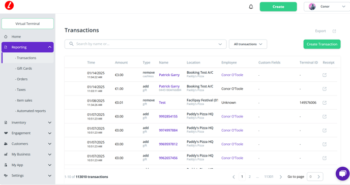 reporting transactions