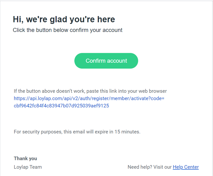 verification email